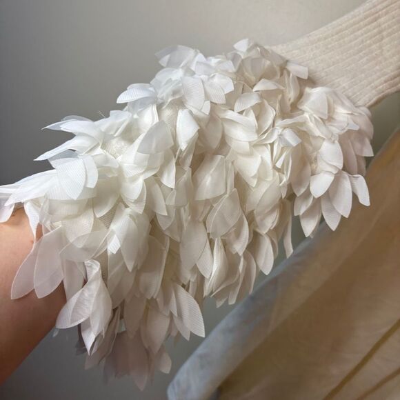 Tyler Boe Cream Knit Mock Neck Sweater Dress Textured Long Sleeves Women's M gre - Picture 11 of 14